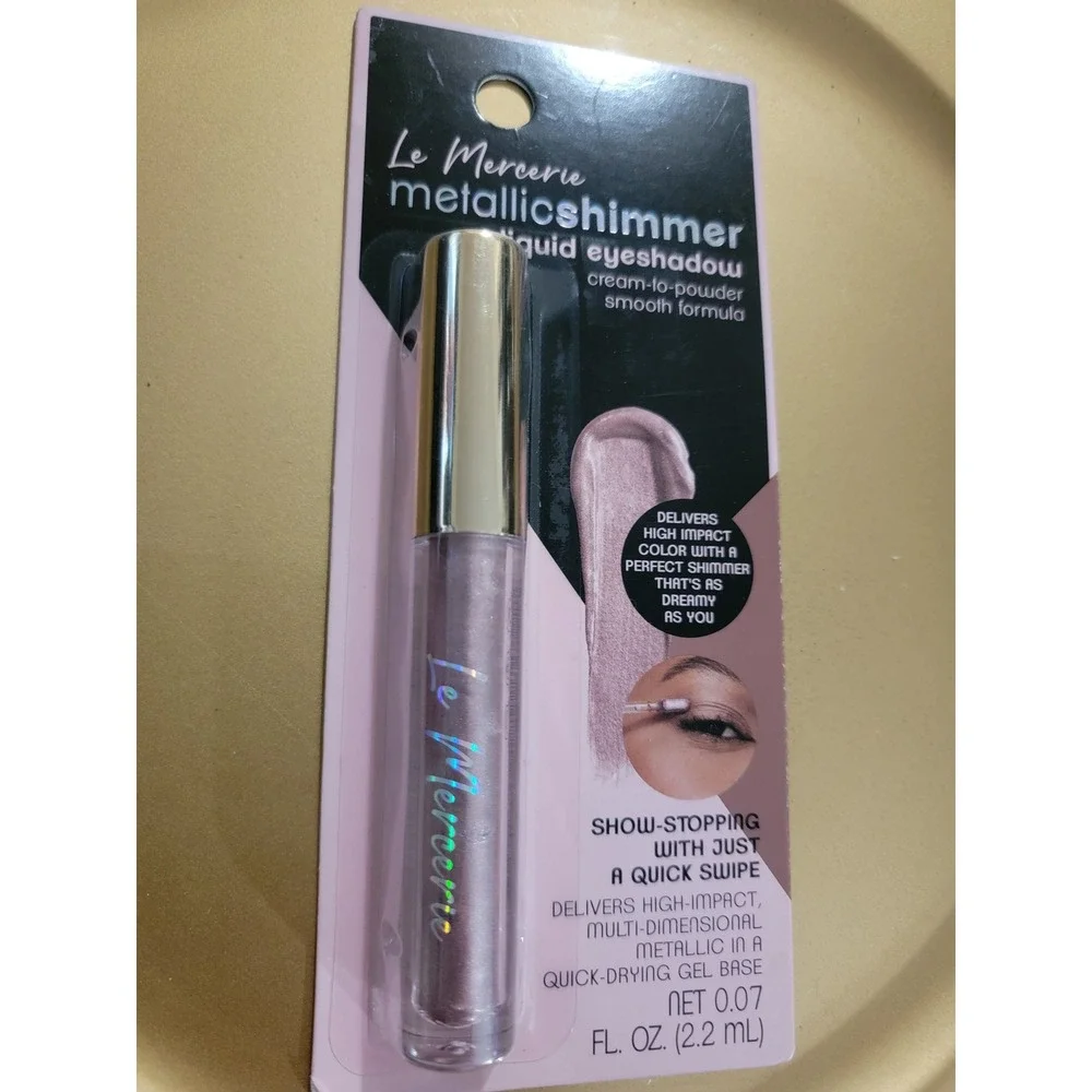 Le Mercerie Metallic Shimmer Liquid Eyeshadow Pink Purple Cream to Powder 0.07oz